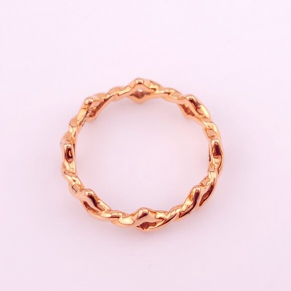 David Yurman 750 18K Rose Gold Quatrefoil Stack Venetian Band Ring Size 7 - Picture 8 of 8